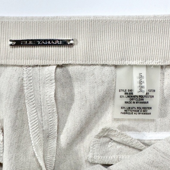 NWT Elie Tahari Linen Blend Neutral Beige Bermuda Knee Length Walking Shorts 10 - Picture 8 of 11